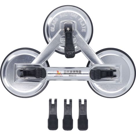 GARRYFIZH ‌ Ventouse Vitre Professionnelle triple 170 kg, force horizontale, levage robuste, convient pour soulever de Vitre,Plaques,Carrelage,Meubles
