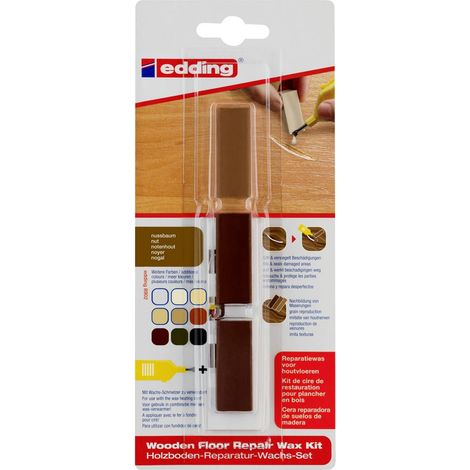 Edding - Kit de 3 cires dures pour planchers en bois E8902 noisetier - pour réparer rapidement les dommages causés aux sols en bois et stratifiés (1/2)