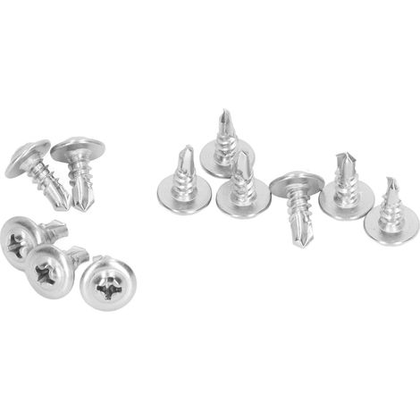 Vis à métaux autoforeuse inox 410, tête plate avec rondelle, vis à tôle pour industrie mécanique, 4,8 x 13 mm, lot de 100 pièces (1/5)
