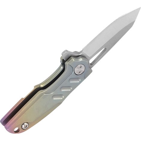 Mini-Klappmesser mit Griff aus Titanlegierung für D2-Klinge, inklusive Schlüsselring und Kette (farbig) (1/5)