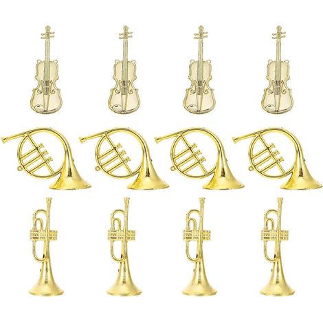 12 décorations de sapin de Noël à faire soi-même, instruments de musique à collectionner-15X5X1CM-Golden (1/3)