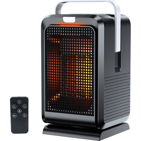 Calefactor portátil para interiores: pequeño calefactor eléctrico con termostato - Calefacción cerámica rápida PTC para dormitorio, oficina y camping.