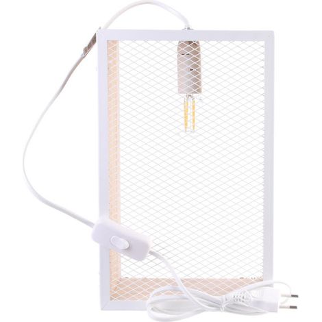 Lampe à Poser Bois & Métal "Cadre" 29cm Blanc & Naturel (1/5)