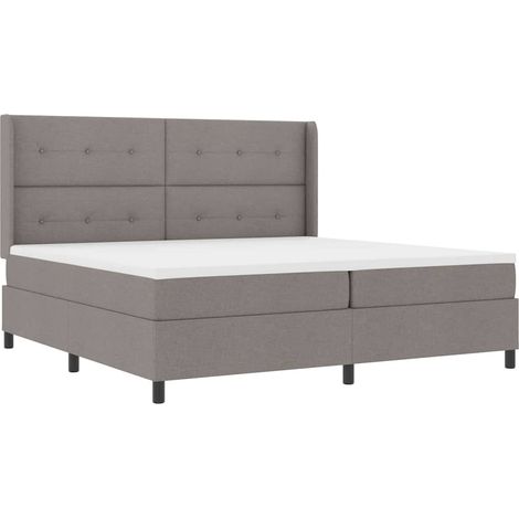 Box Spring Bed with Cushion Manual Taupe 200 x 200 cm Fabric vidaXL (1/5)