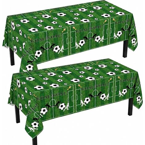 2 Pcs Nappes de Table Football Thème Terrain de Foot Vert - Nappe en Plastique Imperméable 137x274 cm - Décoration Fête Sportive pour Match Coupe du Monde 2026 Anniversaire Enfant Soirée Foot (1/5)