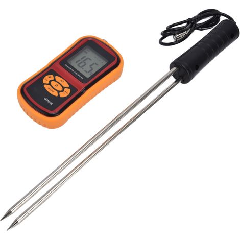 [Testeur d'humidité] Détecteur d'Humidité Numérique Portable pour Grains - Hygromètre LCD avec Sonde Acier Inoxydable, Test pour Blé Maïs Riz et Température, Arrêt Automatique, Coque Silicone Protecti (1/4)