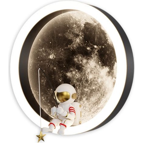 Applique Murale Lune - LED 3000K Blanc Chaud - Design Rond Nordique pour Chambre Enfant - Lampe Chevet Enfant - 1 Pièce