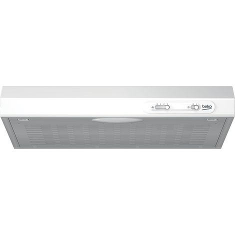 Beko – Hotte casquette 50 cm – Aspiration à évacuation – 3 niveaux de puissance – Éclairage halogène performant – Filtre à graisse lavable