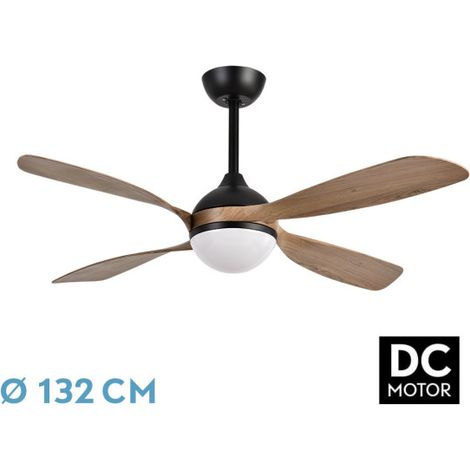 Ventilatore DC Livorno 30w 3250lm Nero/Rovere 132d 4 pale 3000k,4500k,6000k, Telecomando+Timer+Memoria