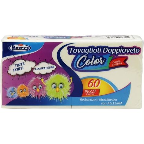 MAURY'S TOVAGLIOLI COLORATI A DOPPIO VELO 25 X 25 CM COLORE CREMA 60 PEZZI (1/2)