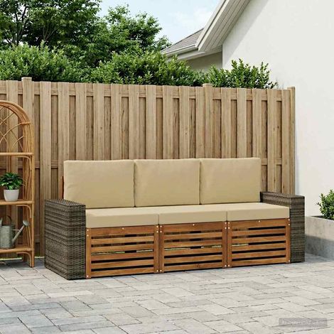 vidaXL Sofagarnituren mit Kissen 3 pcs Massivholz Akazie (1/5)