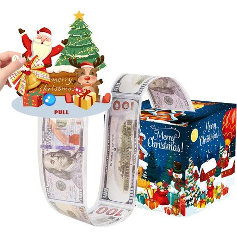 Christmas Money Box for Cash Gift Pull, Money Gift Boxes for Cash Blue House (1/5)