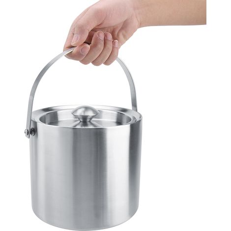 Seau à glace en acier inoxydable double paroi avec couvercle pour réceptions (3L) (1/5)