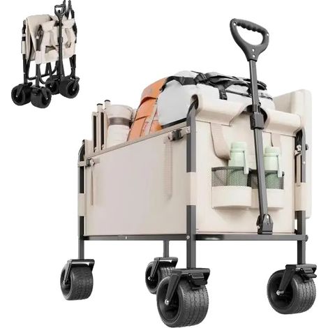 Carro plegable, capacidad de 250 kg, 97 x 58 x 67 cm, peso 13,5 kg, dimensiones internas 75,5 x 41 x 30 cm, altura del asa ajustable 117 cm. (1/5)