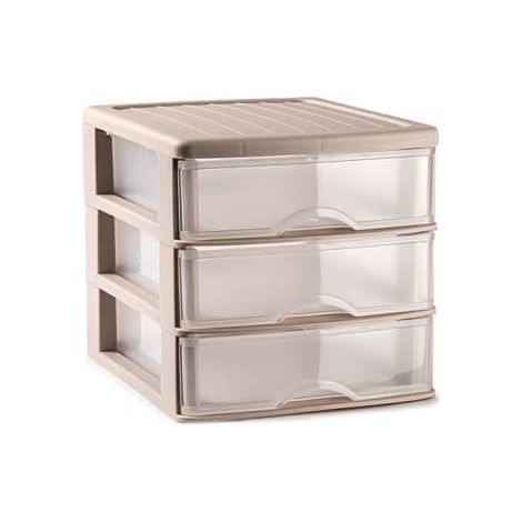 Torre de almacenamiento con 3 cajones 18 cm Beige