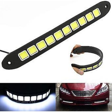 Feux de jour à LED COB flexibles pour voiture, 10 LED, universels, étanches, antibrouillards, phares auxiliaires flexibles 12 V
