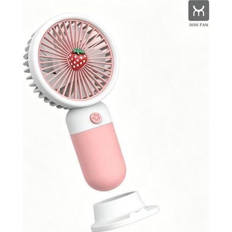Mini ventilatore portatile ricaricabile tramite USB con 3 velocità e supporto pieghevole, ideale per l'ufficio e i viaggi.