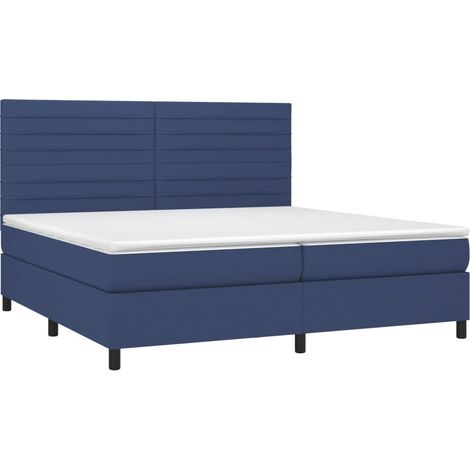 Box Spring Bed with Mattress&LED Blue 200x200 cm Fabric vidaXL (1/4)