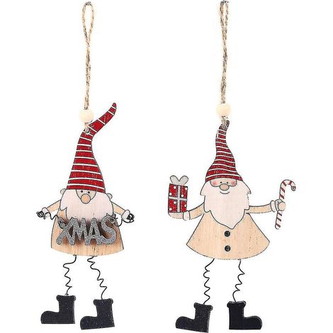 Gnomes de Noël en bois à suspendre, décorations de Noël artisanales pour sapin, décorations de Noël (1/5)