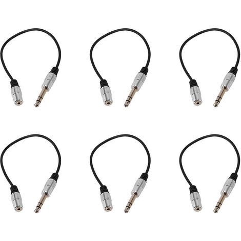 6 pièces 1/4 pouce pour 3.5mm Stéréo adaptateur câble 6.35mm TRS Male pour 3.5mm Female Quarter pouce Headphone Prise Convertisseur (1/5)
