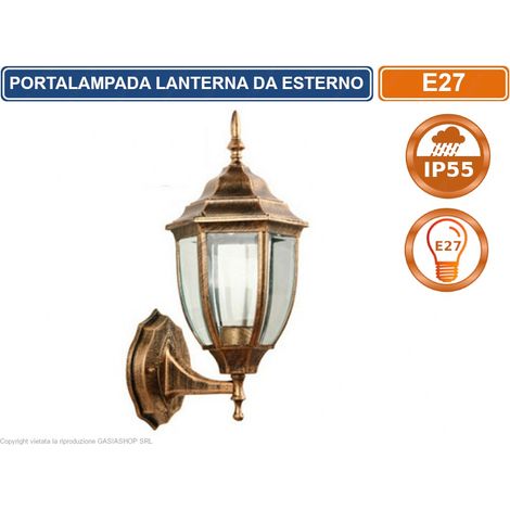 LAMPADA LANTERNA FARETTO DA MURO APPLIQUE DA GIARDINO E27 DA ESTERNO IP55 RAME ANTICATO