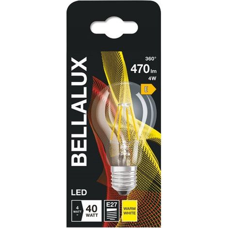 Ampoule LED verre transparent standard E27, 4W, blanc chaud. (1/3)