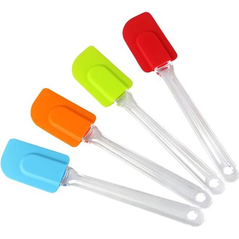 MINKUROW Juego De 4 Espátulas De Silicona Flexibles, Espátula Para Pasteles De Crema Resistente Al Calor, Con Mango De Plástico (Colores Aleatorios) (1/5)