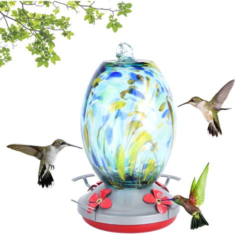 Kolibris-Wasserspender, farbenfroh bemaltes Glas, Vogelfuttergerät für Garten und Hof (Q2) (1/5)