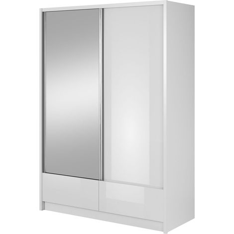Armario ARIA I 154 cm con 2 puertas correderas, cajones, blanco brillante
