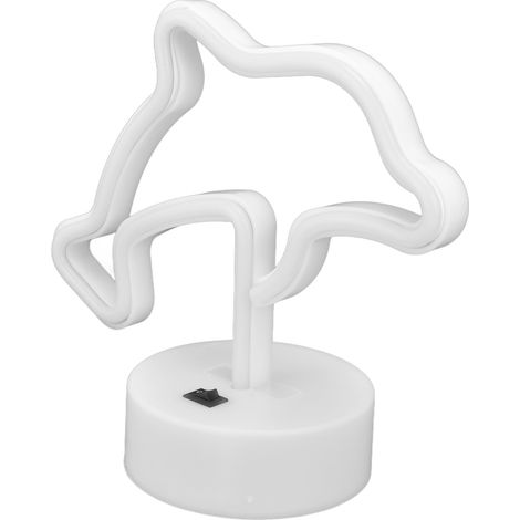 LED-Delfin-Neonlicht, USB- oder batteriebetrieben, einzigartiges Raumdekorationsaccessoire mit Sockel (1/5)