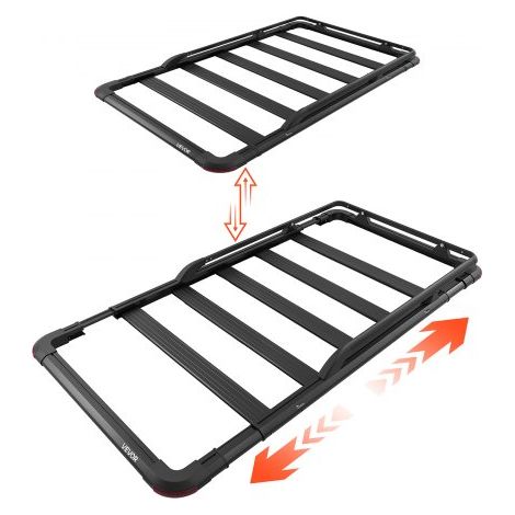 Dachträgerkorb 1626 x 990 x 115 mm Dachgepäckkorb mit Erweiterung Tragkraft bis 90,72 kg Wetterfester Autodachkorb ausAluminiumlegierung Dachtransportkorb Geeignet für SUVs Pickups Lkws (1/5)