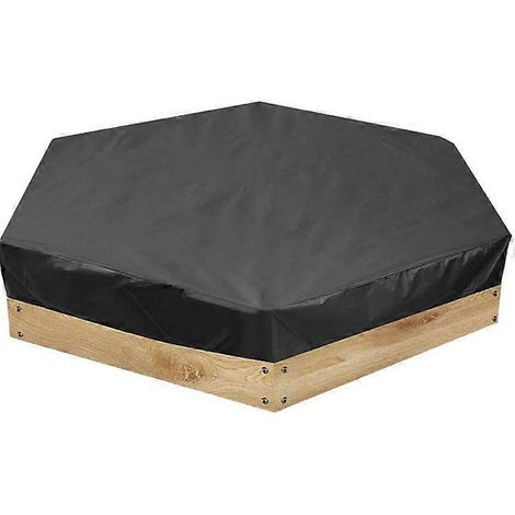 1 housse de protection étanche pour bac à sable hexagonale résistante aux UV, noire, 140 x 110 x 20 cm (1/4)