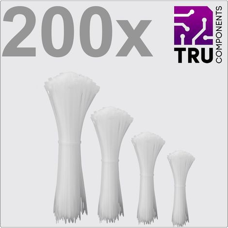 TRU COMPONENTS TC-12888556 T24CA071 Kabelbinder 3.6 mm Weiß UV-stabilisiert 200 St.