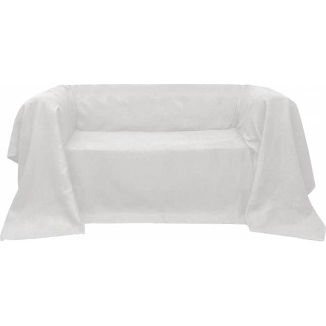 130891 Micro-suede Couch Slipcover Cream 270 x 350 cm (1/2)