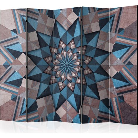 Paravent 5 Volets "Star Mandala Brown & Blue" 172x225cm (1/2)