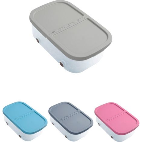 Cajas de Almacenaje Transparente Dos Compartimentos – Cajas Organizadoras de Plástico con Tapa y Ruedas