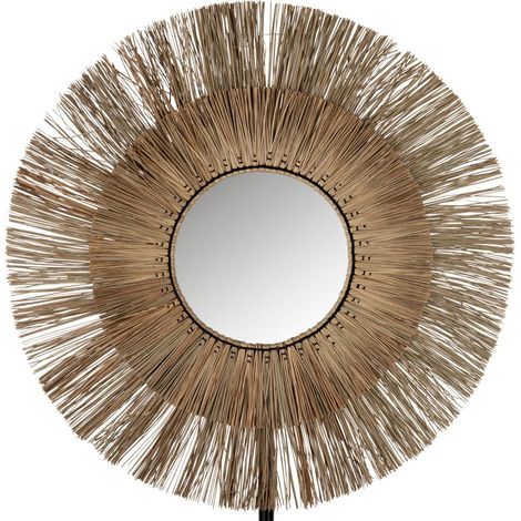 Miroir Mural Rond "Mendi" 110cm Naturel
