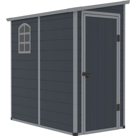 Abri de jardin résine adossé 1x2 m – Panneaux en polypropylène 12 mm – Résistant aux intempéries et UV – Système de montage coulissant – Westmann (1/5)