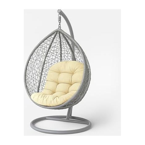 Coussin pour Fauteuil Suspendu extérieur, Coussin de Rechange pour Fauteuil œuf – Usage intérieur et extérieur - Crème (1/4)