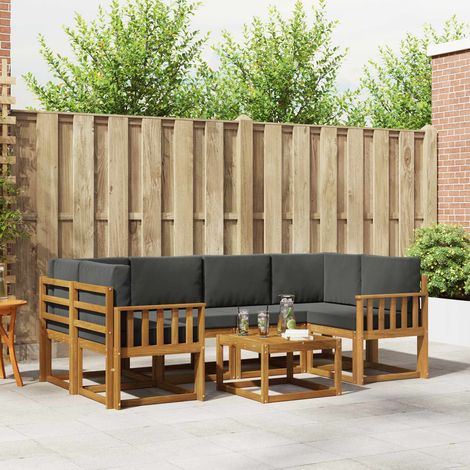 Outdoor-Sofagarnitur mit Kissen 7 pcs Natur und Anthrazit