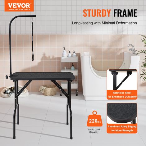 Table de Toilettage pour Chien Animaux de Compagnie Pliable 807,7x459,7 mm Capacité Charge 99,8 kg avec 1 Potence et 1 Corde d'Atta… (1/5)