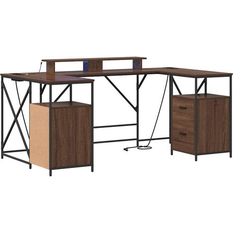 Maison Exclusive - Schreibtisch mit Regal Braun Eichen-Optik 182