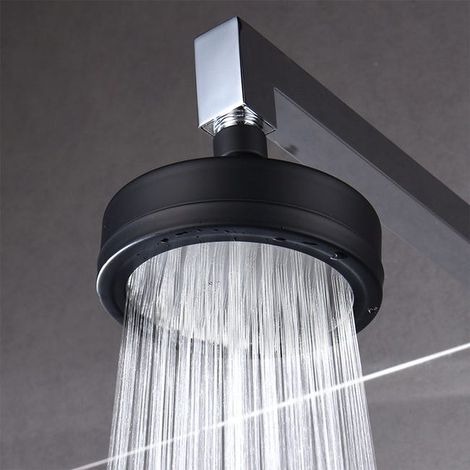 Douche de Luxe en Acier Inoxydable noir（118mm) , Pommeau de douche en acier inoxydable 304 brossé, douchette haute pression économique