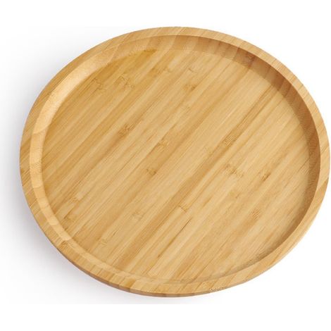 Plateau De Service En Bois - Ronde - 25 X 25 X 1 5 Cm - Pour Fruits Gateaux Apéritif - 1 Pièce (1/5)