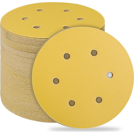 Disques Abrasifs 150mm 50 Pièces, Papier de Verre Ponceuse 6 Trous Grain 400, Tampons Ponçage Ronds pour Poncer Polir Dérouiller Ponceuse Excentrique