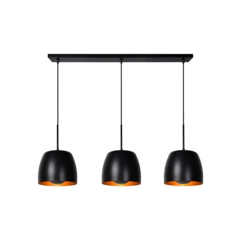 Lampada a sospensione nera/oro Nolan 3xE27 40W Lucide