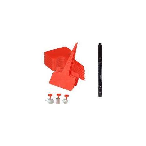 100 pièces Etiquette Jardin Exterieur Marqueurs en Plastique de Plantes Type T Plastique Etiquette Potager avec Stylo étanche Etiquetage Réutilisable et Accessoires pour Plantes(rouge) (1/5)
