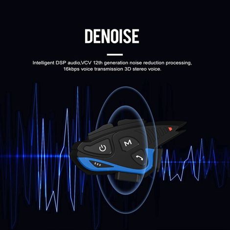 2 sets of X6 Pro IP65 waterproof Bluetooth motorcycle helmet intercoms for music sharing (1/5)