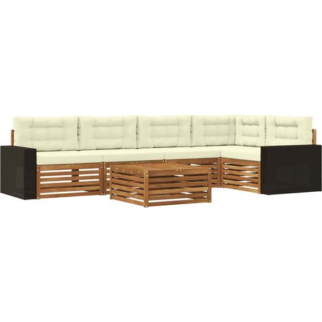 Conjunto de sofás de exterior 6 pcs Natural y Crema vidaXL (1/5)