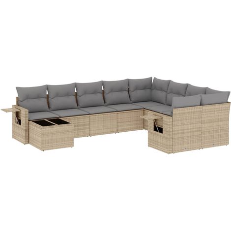 Maison Exclusive - 10-tlg. Garten-Sofagarnitur mit Kissen Beige P
